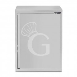 Armario de pared de acero inoxidable con 1 puerta batiente y 2 estantes, L 600 mm x P 400 mm x A 1000 mm