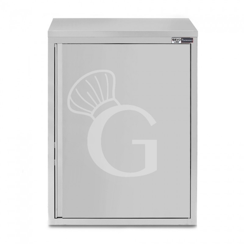 Armario de pared de acero inoxidable con 1 puerta batiente y 2 estantes, L 600 mm x P 400 mm x A 1000 mm