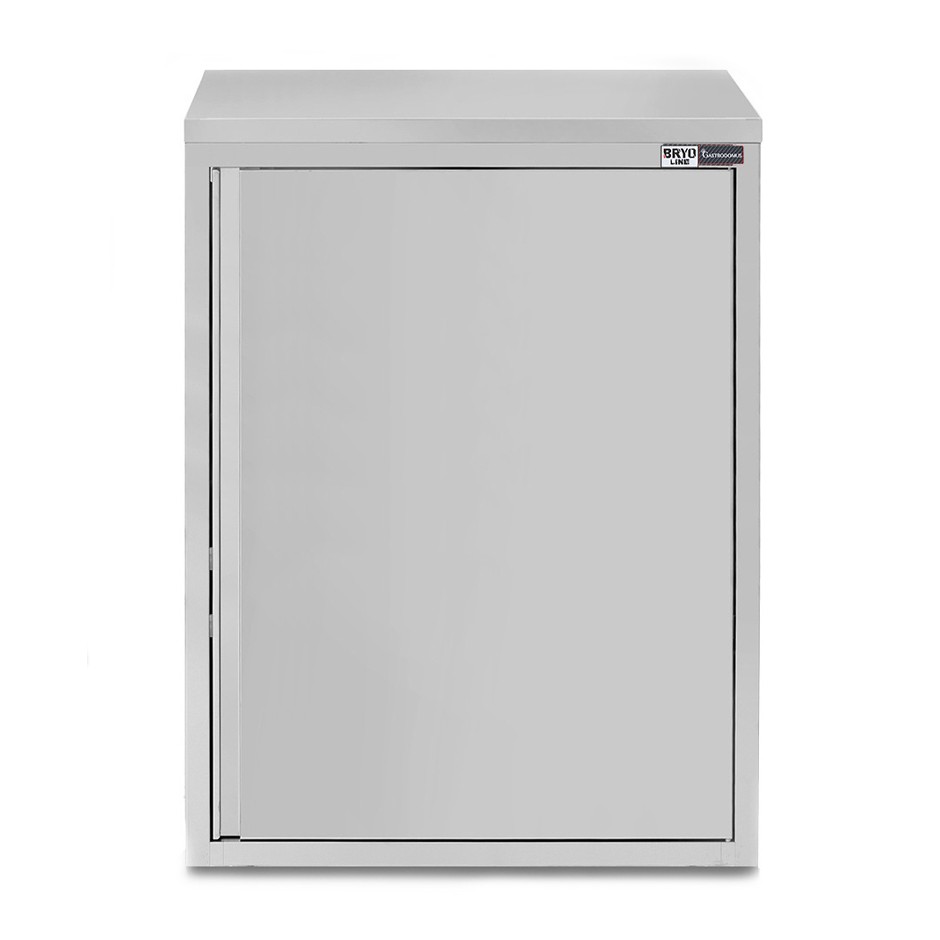 Armario de pared de acero inoxidable con 1 puerta batiente y 2 estantes, L 600 mm x P 400 mm x A 1000 mm