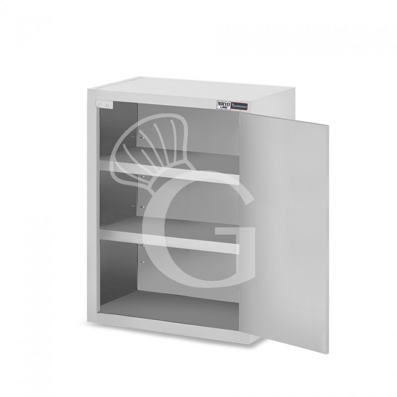 Armario de pared de acero inoxidable con 1 puerta batiente y 2 estantes, L 500 mm x P 400 mm x A 1000 mm