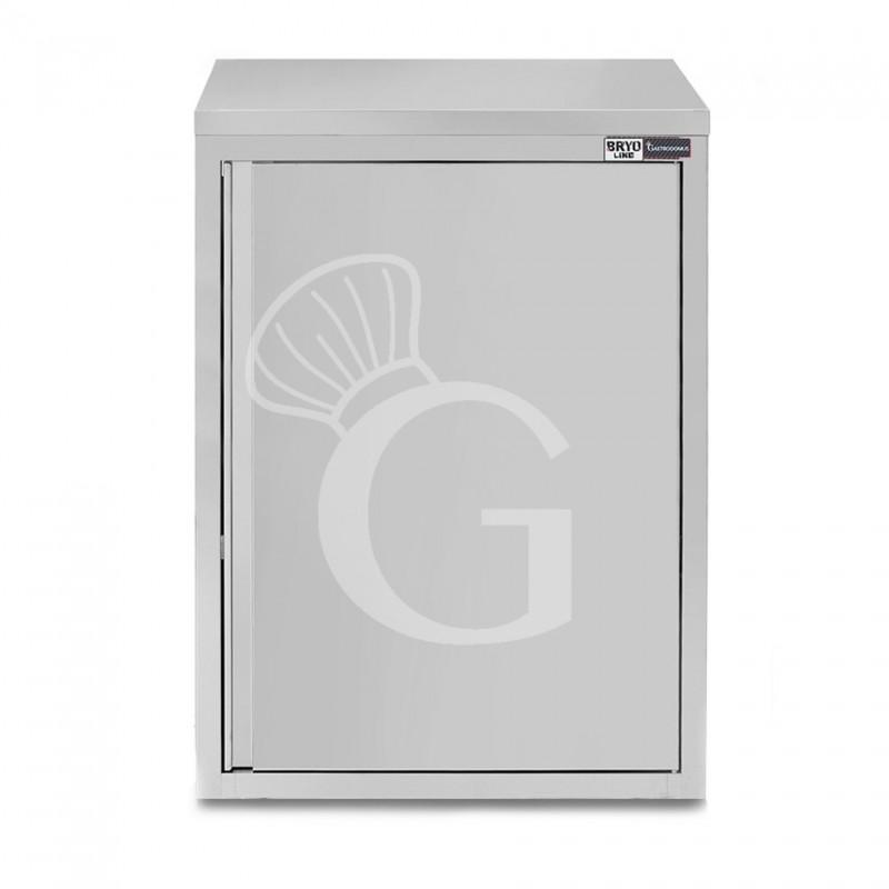 Armario de pared de acero inoxidable con 1 puerta batiente y 2 estantes, L 500 mm x P 400 mm x A 1000 mm