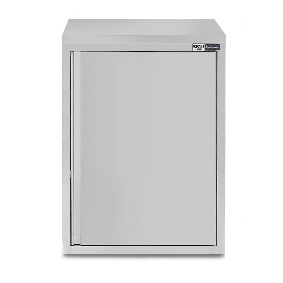 Armario de pared de acero inoxidable con 1 puerta batiente y 2 estantes, L 500 mm x P 400 mm x A 1000 mm