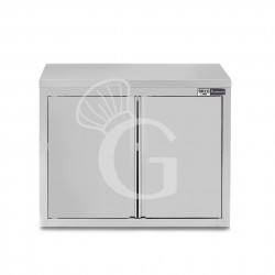 Armario de pared de acero inoxidable con 2 puertas batientes y 1 estante, L 1200 mm x P 400 mm x A 800 mm