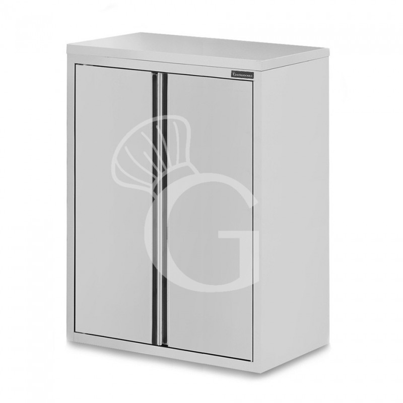Armario de pared de acero inoxidable con 2 puertas batientes y 2 estantes, L 1000 mm x P 400 mm x A 1000 mm