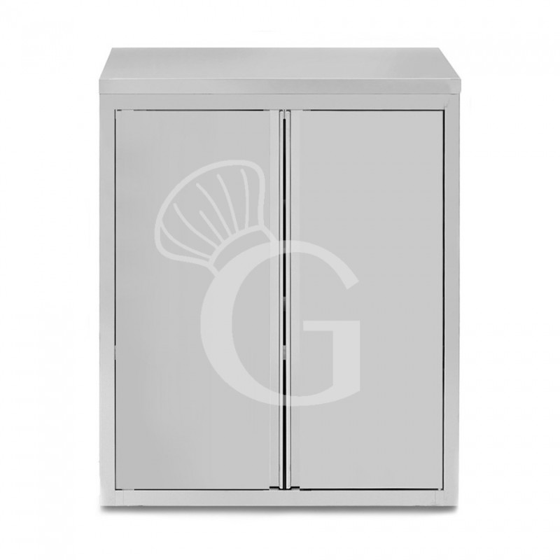 Armario de pared de acero inoxidable con 2 puertas batientes y 2 estantes, L 1000 mm x P 400 mm x A 1000 mm
