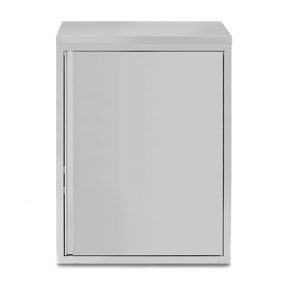 Armario de pared de acero inoxidable con 1 puerta batiente y 2 estantes, L 700 mm x P 400 mm x A 1000 mm