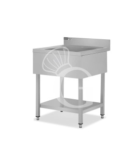 Fregadero inox con 1 cubeta, estante, peto L 600 mm x P 700 mm x A 965 mm- con agujero para el grifo Ø 32 mm