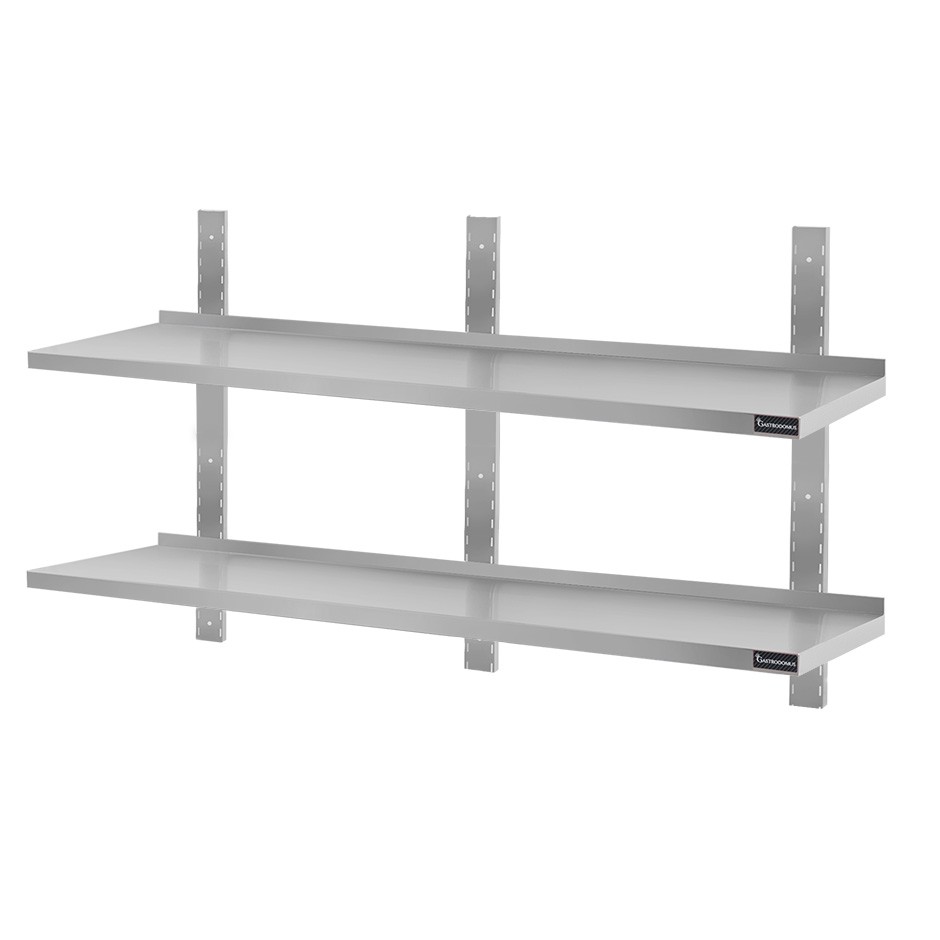 Estante de pared doble de acero inoxidable L 2000 mm x P 300 mm x A 700 mm