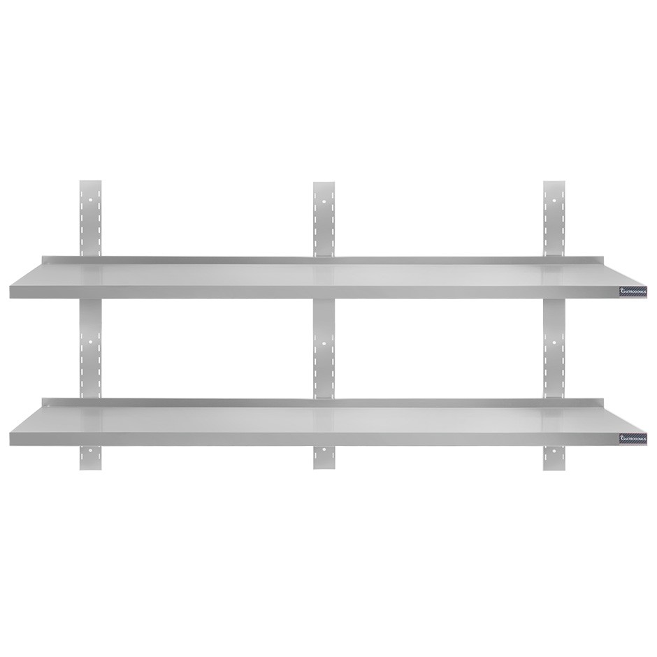 Estante de pared doble de acero inoxidable L 2000 mm x P 300 mm x A 700 mm