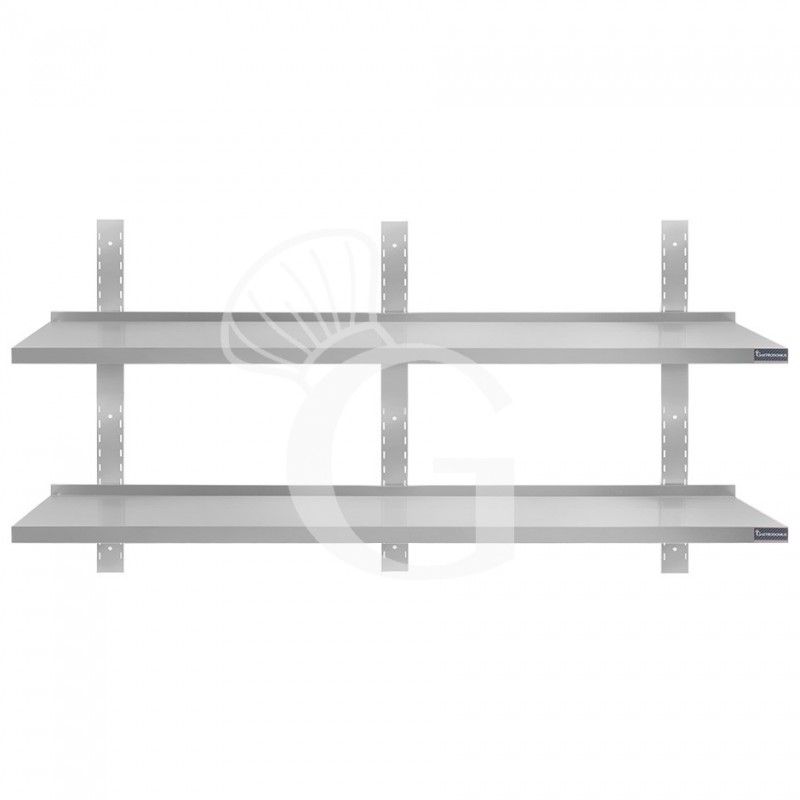 Estante de pared doble de acero inoxidable L 1900 mm x P 400 mm x A 700 mm