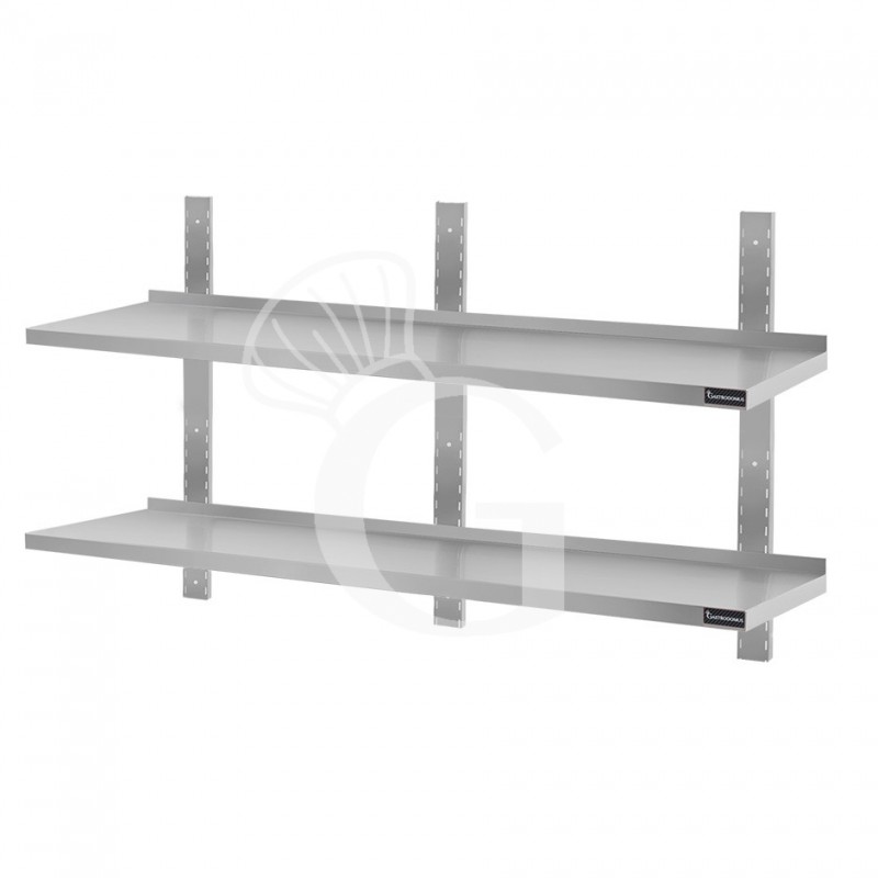 Estante de pared doble de acero inoxidable L 2000 mm x P 400 mm x A 700 mm