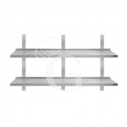 Estante de pared doble de acero inoxidable L 1600 mm x P 300 mm x A 700 mm