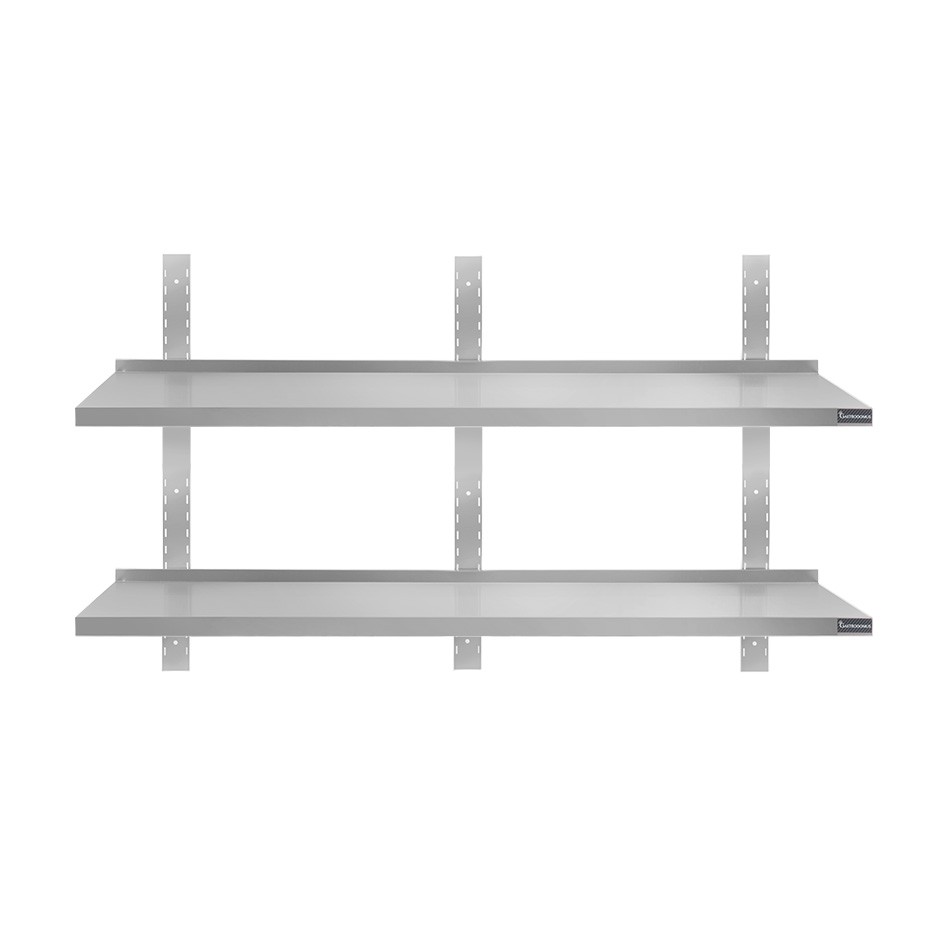 Estante de pared doble de acero inoxidable L 1600 mm x P 300 mm x A 700 mm