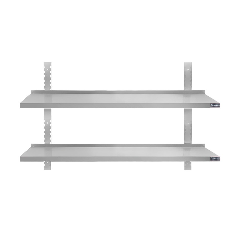 Estante de pared doble de acero inoxidable L 1300 mm x P 300 mm x A 700 mm