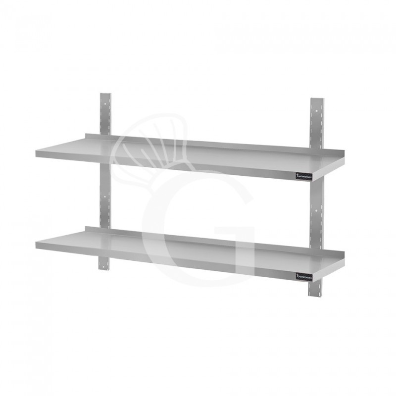 Estante de pared doble de acero inoxidable L 1300 mm x P 300 mm x A 700 mm