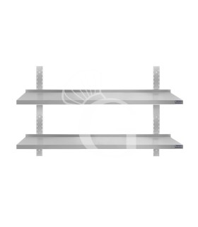 Estante de pared doble de acero inoxidable L 1400 mm x P 300 mm x A 700 mm