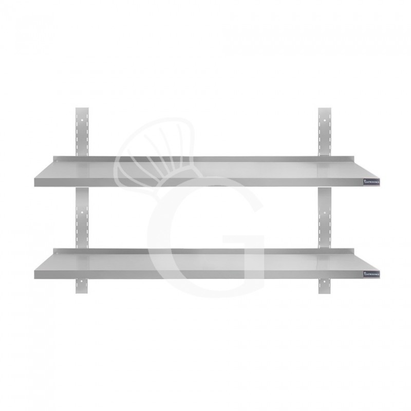 Estante de pared doble de acero inoxidable L 1400 mm x P 300 mm x A 700 mm