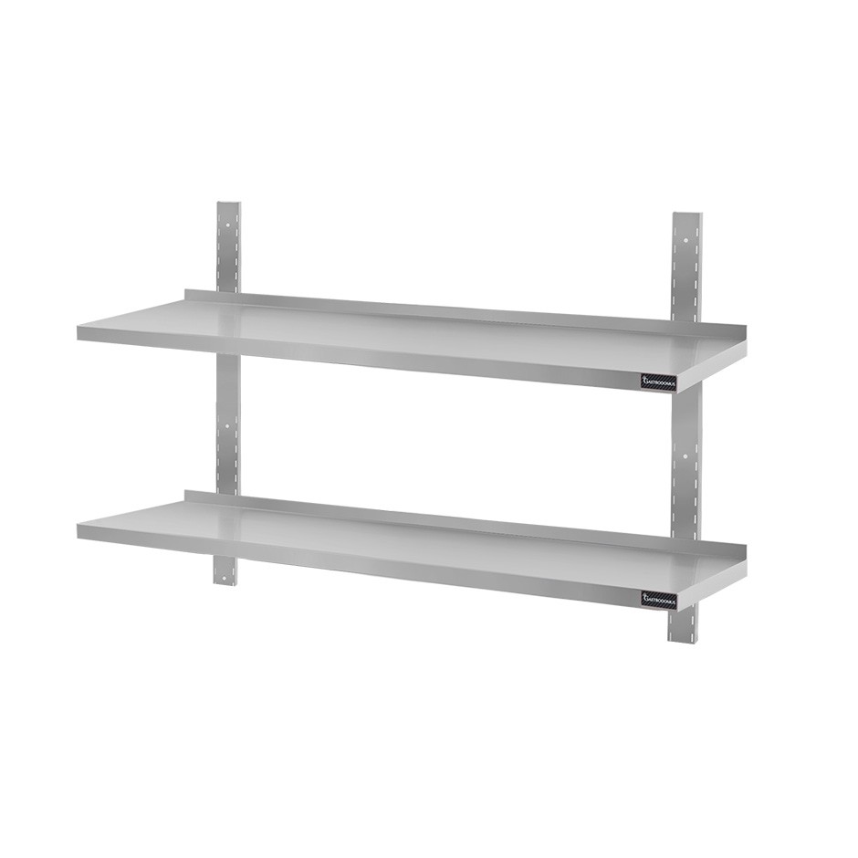 Estante de pared doble de acero inoxidable L 1300 mm x P 400 mm x A 700 mm