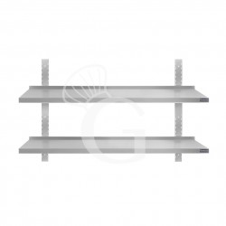 Estante de pared doble de acero inoxidable L 1400 mm x P 400 mm x A 700 mm
