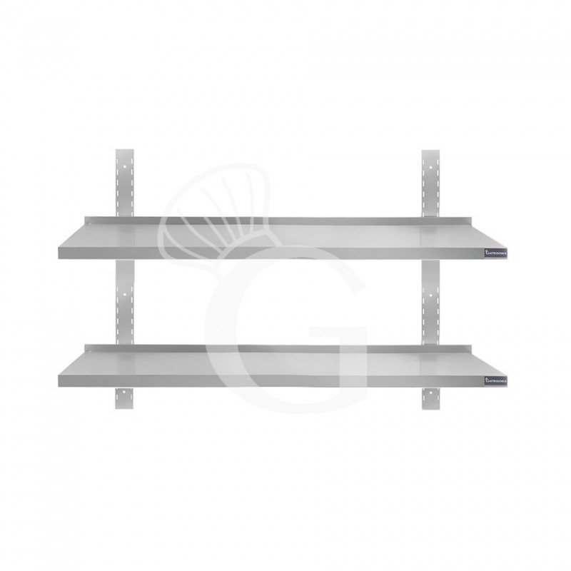 Estante de pared doble de acero inoxidable L 1200 mm x P 300 mm x A 700 mm
