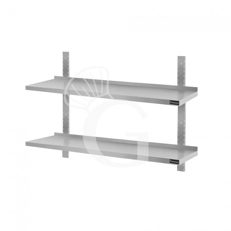 Estante de pared doble de acero inoxidable L 1200 mm x P 300 mm x A 700 mm