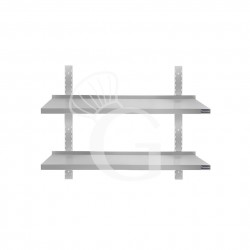 Estante de pared doble de acero inoxidable L 600 mm x P 300 mm x A 700 mm