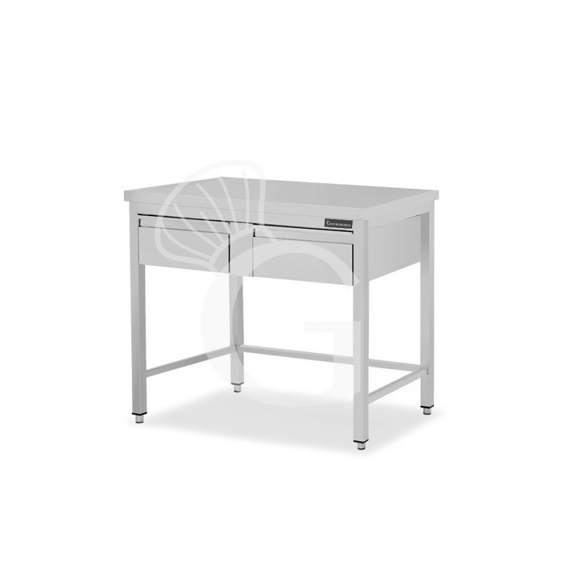 Mesa de acero inoxidable con 2 cajones L 1000 mm x P 600 mm x A 850 mm