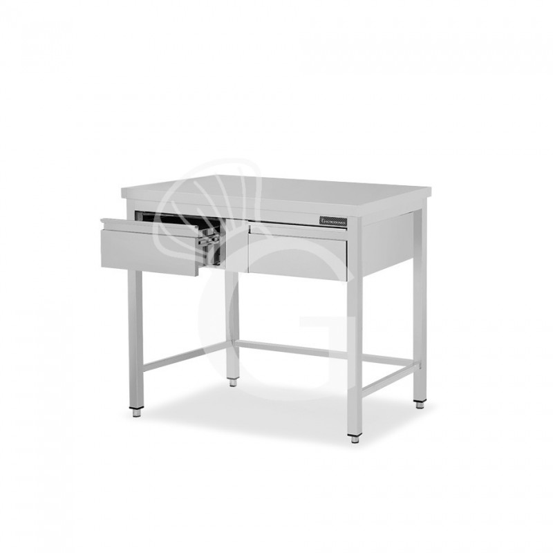 Mesa de acero inoxidable con 2 cajones L 1000 mm x P 700 mm x A 850 mm