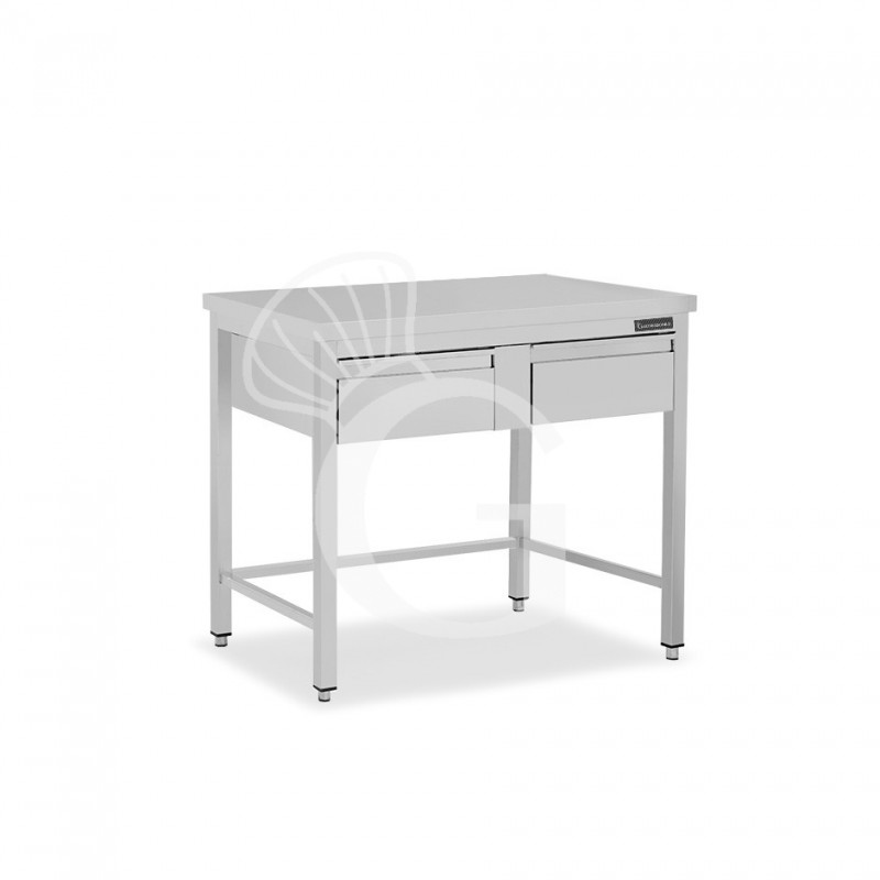 Mesa de acero inoxidable con 2 cajones L 1000 mm x P 700 mm x A 850 mm
