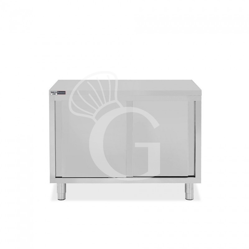 Mesa mural de acero inoxidable 2 puertas correderas L 1000 mm x P 700 mm x A 850 mm