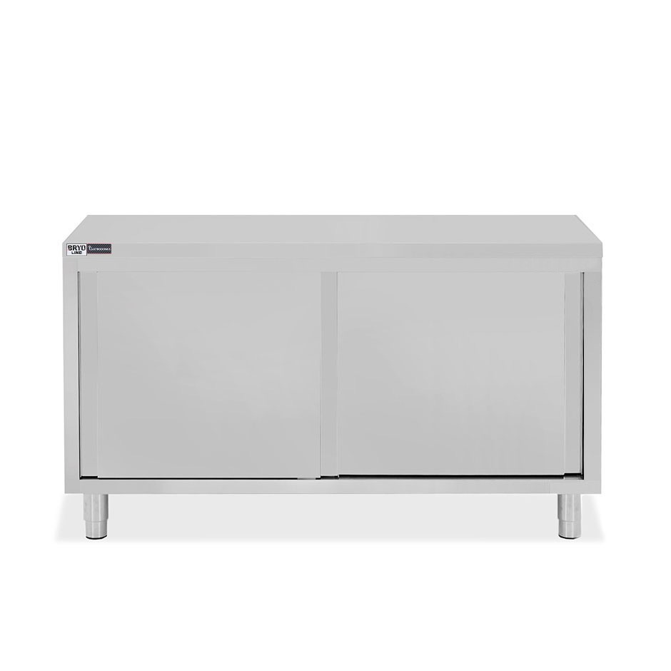 Mesa mural de acero inoxidable 2 puertas correderas L 1500 mm x P 700 mm x A 850 mm