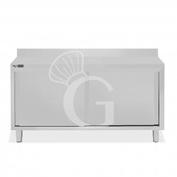 Mesa mural de acero inoxidable 2 puertas correderas y peto L 1600 mm x P 700 mm x A 950 mm