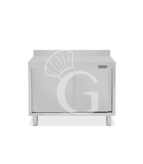 Mesa mural de acero inoxidable 2 puertas correderas y peto L 1100 mm x P 700 mm x A 950 mm