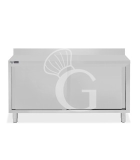 Mesa mural de acero inoxidable 2 puertas correderas y peto L 1800 mm x P 800 mm x A 950 mm