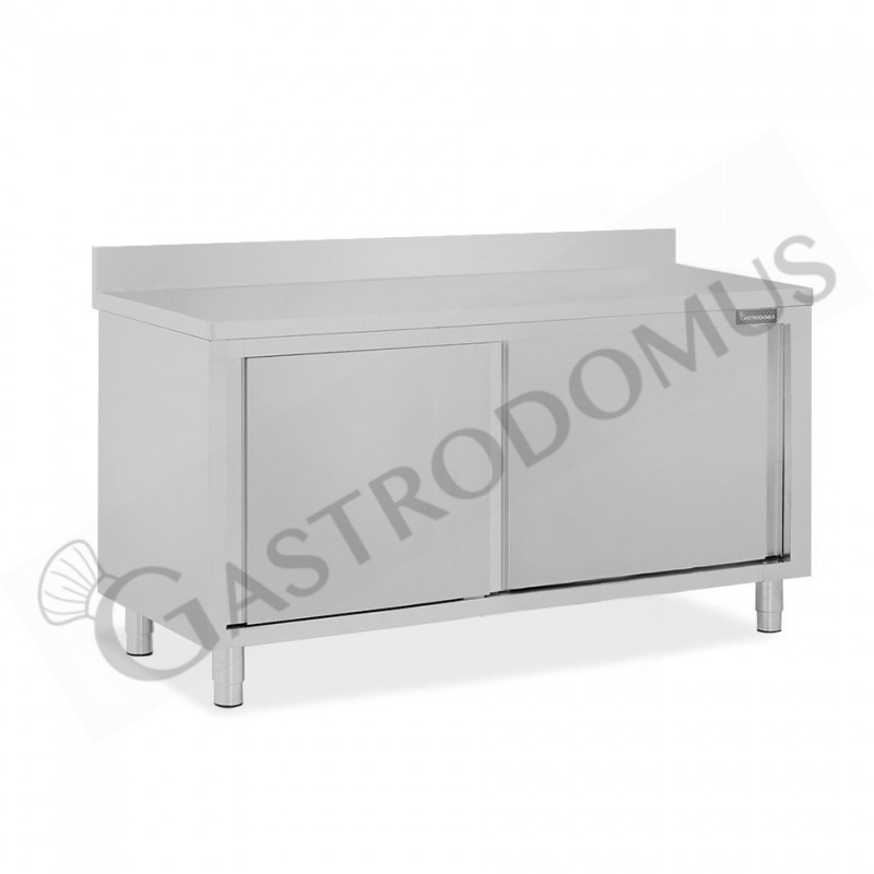 Mesa mural de acero inoxidable 2 puertas correderas y peto L 1700 mm x P 800 mm x A 950 mm