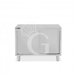 Mesa mural de acero inoxidable 2 puertas correderas L 1100 mm x P 800 mm x A 850 mm