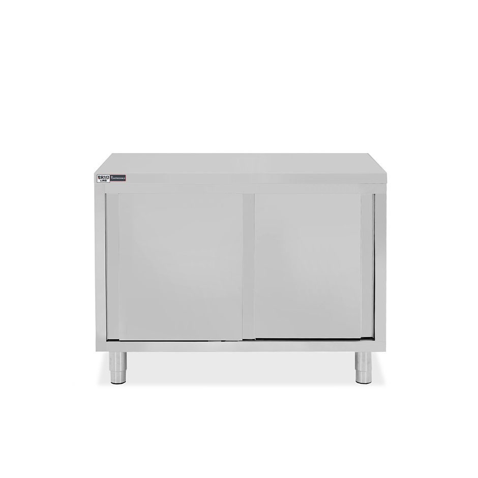 Mesa mural de acero inoxidable 2 puertas correderas L 1100 mm x P 800 mm x A 850 mm