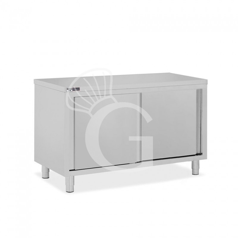 Mesa mural de acero inoxidable 2 puertas correderas L 1400 mm x P 800 mm x A 850 mm