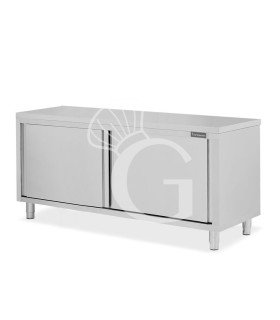 Mesa mural de acero inoxidable 2 puertas correderas L 2000 mm x P 800 mm x A 850 mm