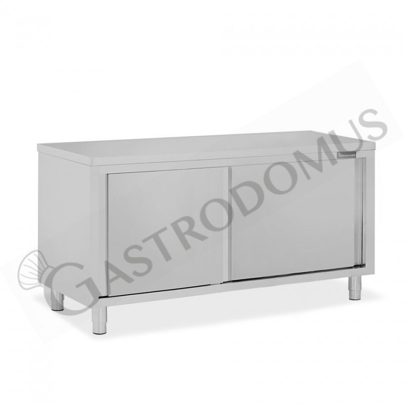 Mesa mural de acero inoxidable 2 puertas correderas L 2000 mm x P 800 mm x A 850 mm