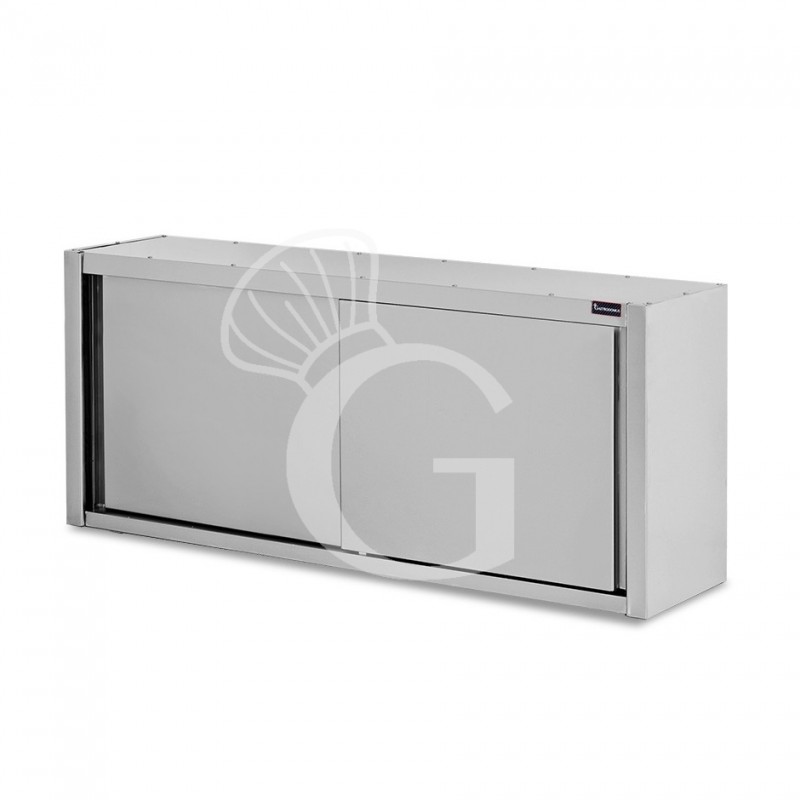 Armario de pared con puertas correderas inox con 1 estante, L 1800 mm x P 400 mm x A 800 mm