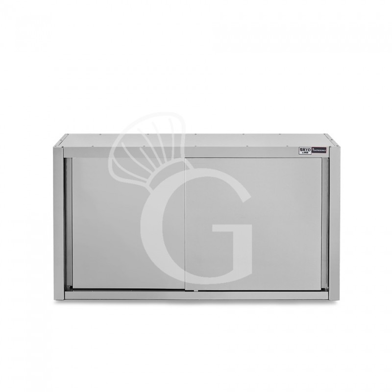 Armario de pared con puertas correderas de acero inoxidable con 2 estantes, L 1500 mm x P 400 mm x A 1000 mm