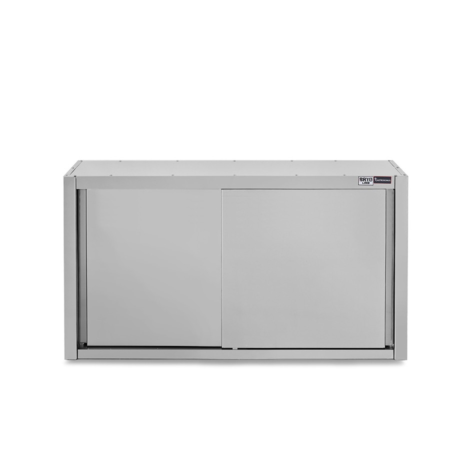 Armario de pared con puertas correderas de acero inoxidable con 2 estantes, L 1500 mm x P 400 mm x A 1000 mm