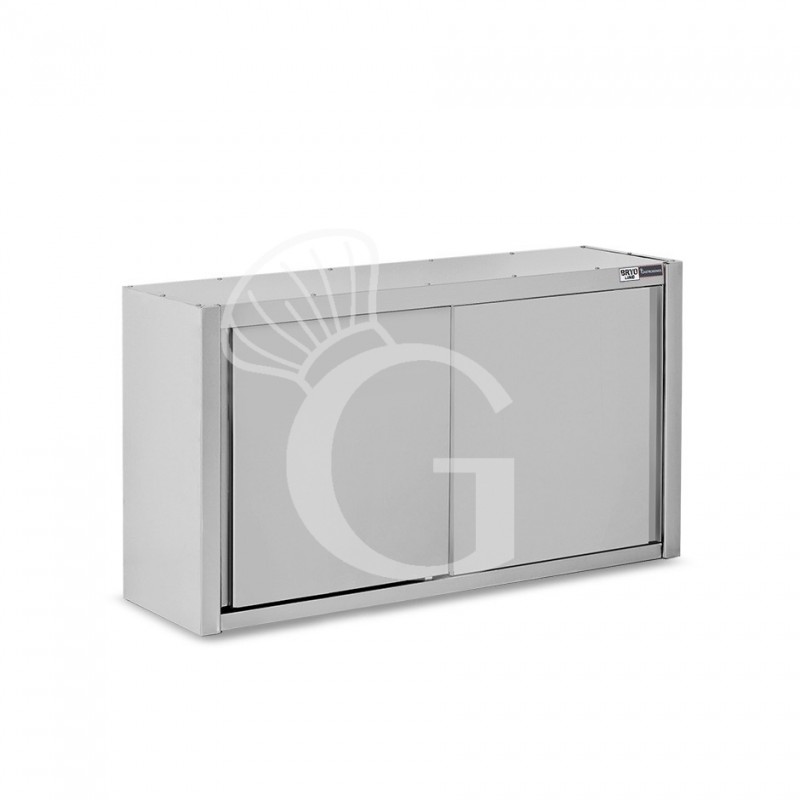 Armario de pared con puertas correderas de acero inoxidable con 2 estantes, L 1500 mm x P 400 mm x A 1000 mm