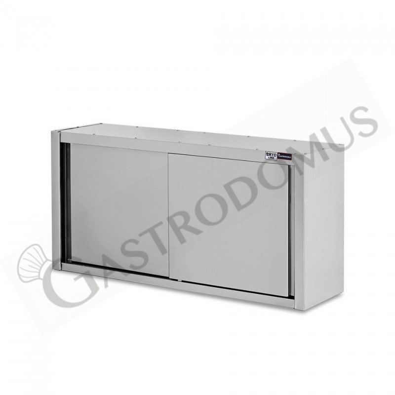 Armario de pared con puertas correderas de acero inoxidable con 2 estantes, L 1500 mm x P 400 mm x A 1000 mm
