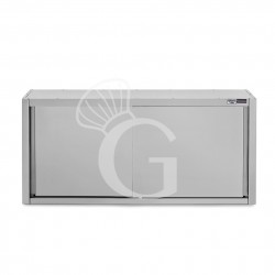 Estantería de pared acero inoxidable con escurridor, 1 estante perforado, puertas correderas L 1800 x P 400 x H 1000 mm