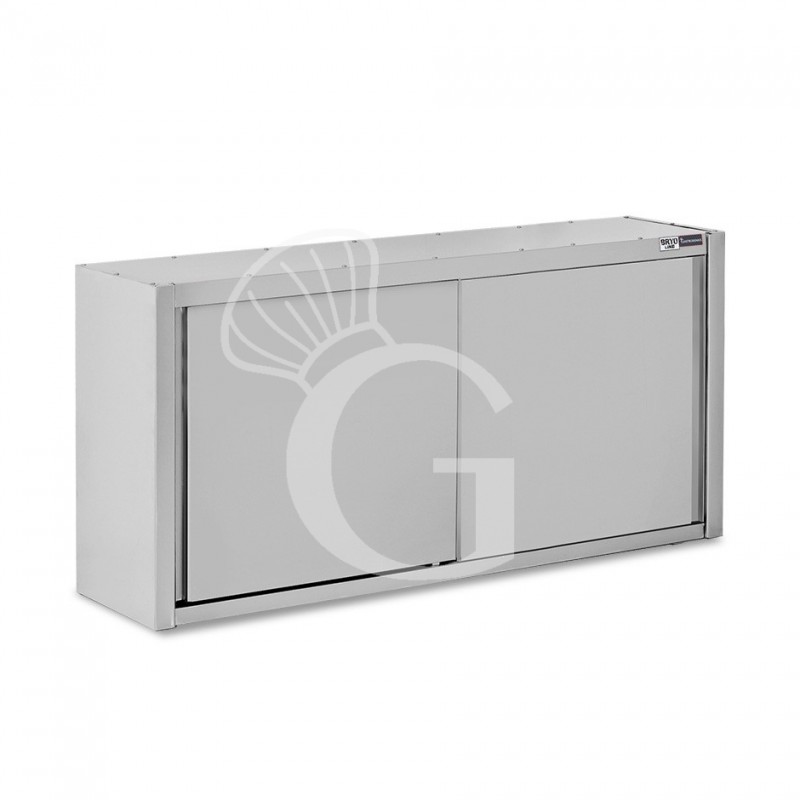 Estantería de pared acero inoxidable con escurridor, 1 estante perforado, puertas correderas L 1800 x P 400 x H 1000 mm