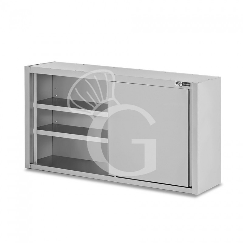 Estantería de pared acero inoxidable con escurridor, 1 estante perforado, puertas correderas L 1800 x P 400 x H 1000 mm