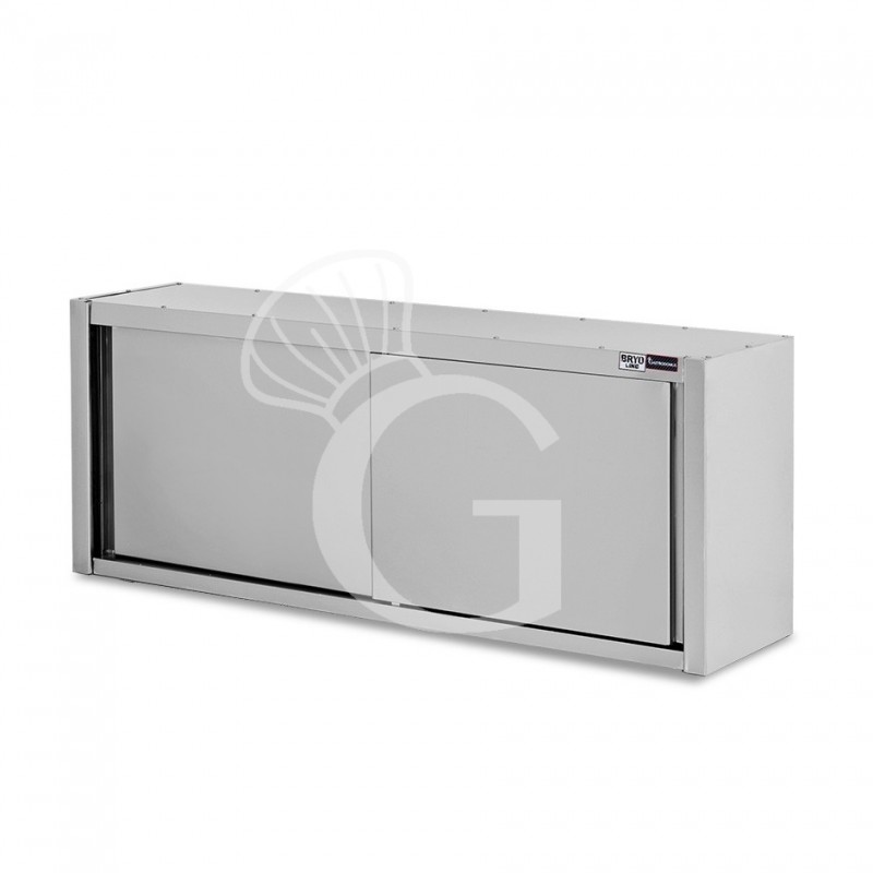 Armario de pared con puertas correderas de acero inoxidable con 1 estante, L 1800 mm x P 400 mm x A 650 mm