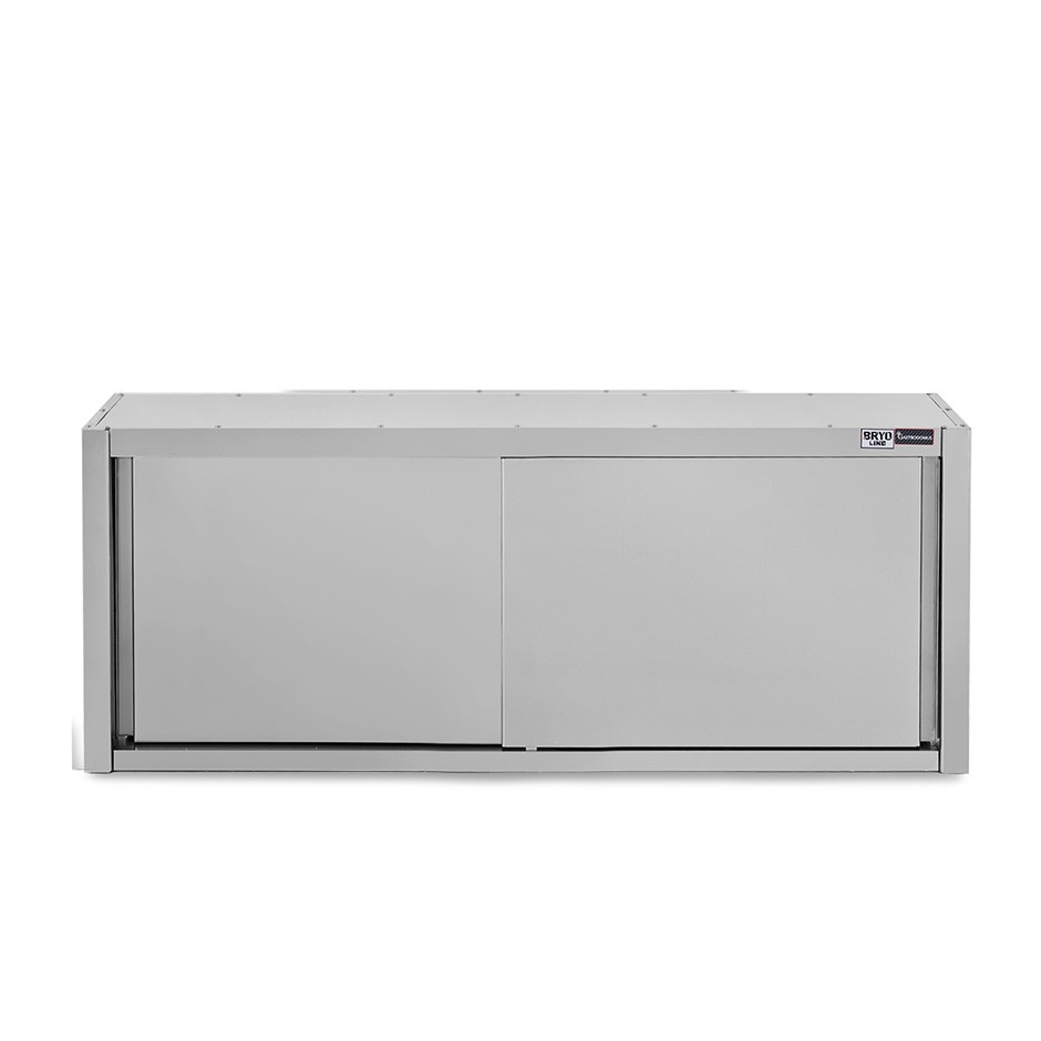 Armario de pared con puertas correderas de acero inoxidable con 1 estante, L 1800 mm x P 400 mm x A 650 mm